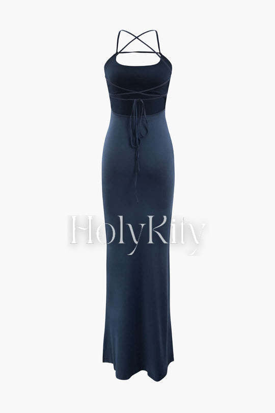 Cross Tie Back Mermaid Maxi Dress