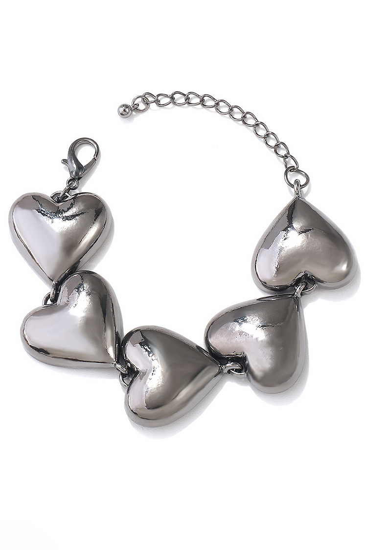 Heart-Shaped Alloy Fashionable Chain Bracelet-Gold