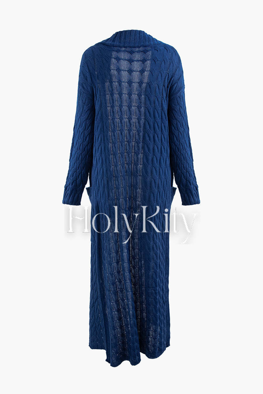Cardigan long en maille torsadée avec poche 