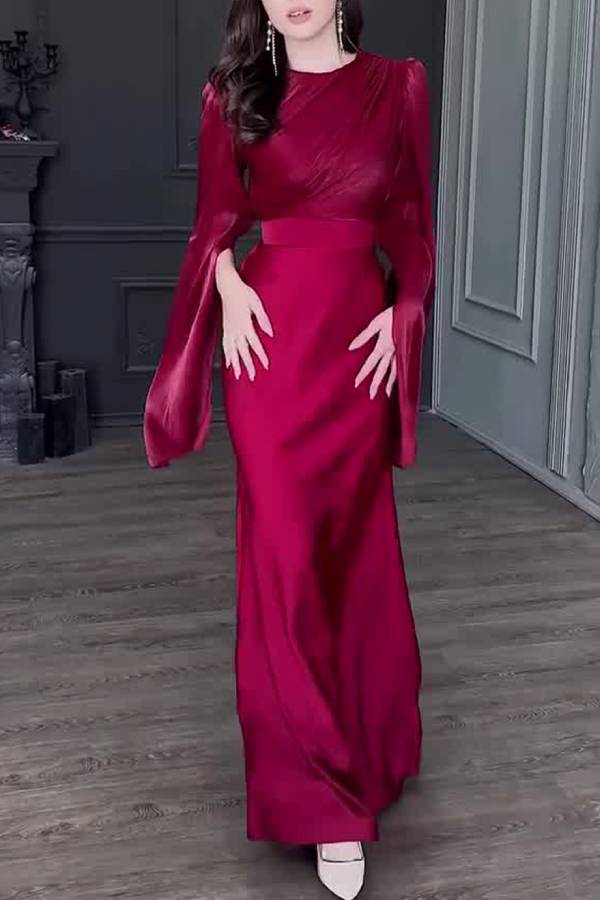 Goddess temperament long-sleeved dress