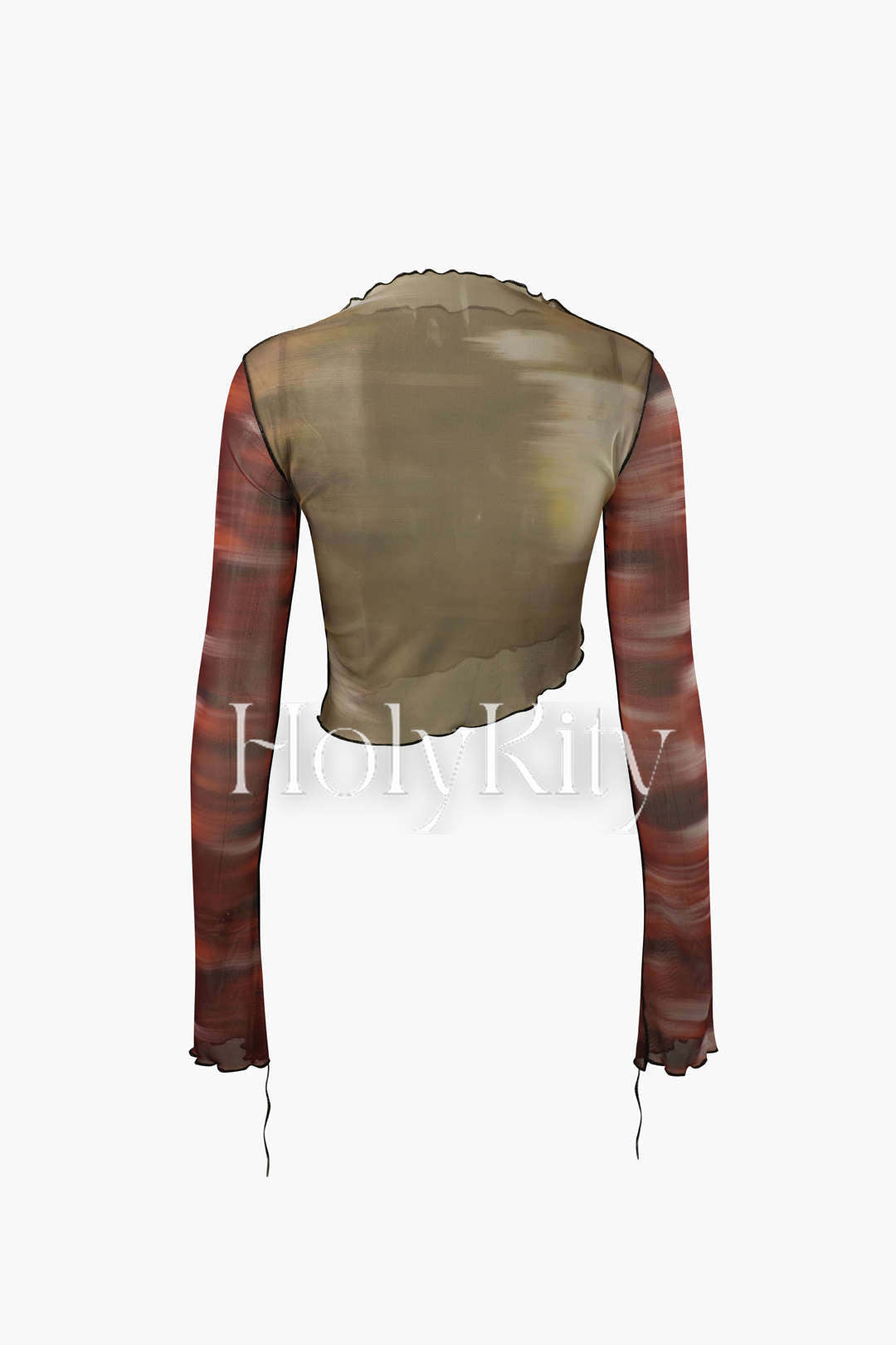 Haut asymétrique en maille transparente tie-dye 