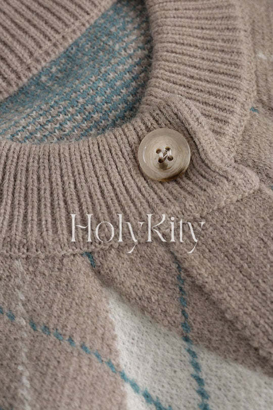 Cardigan tricoté à imprimé diamant 
