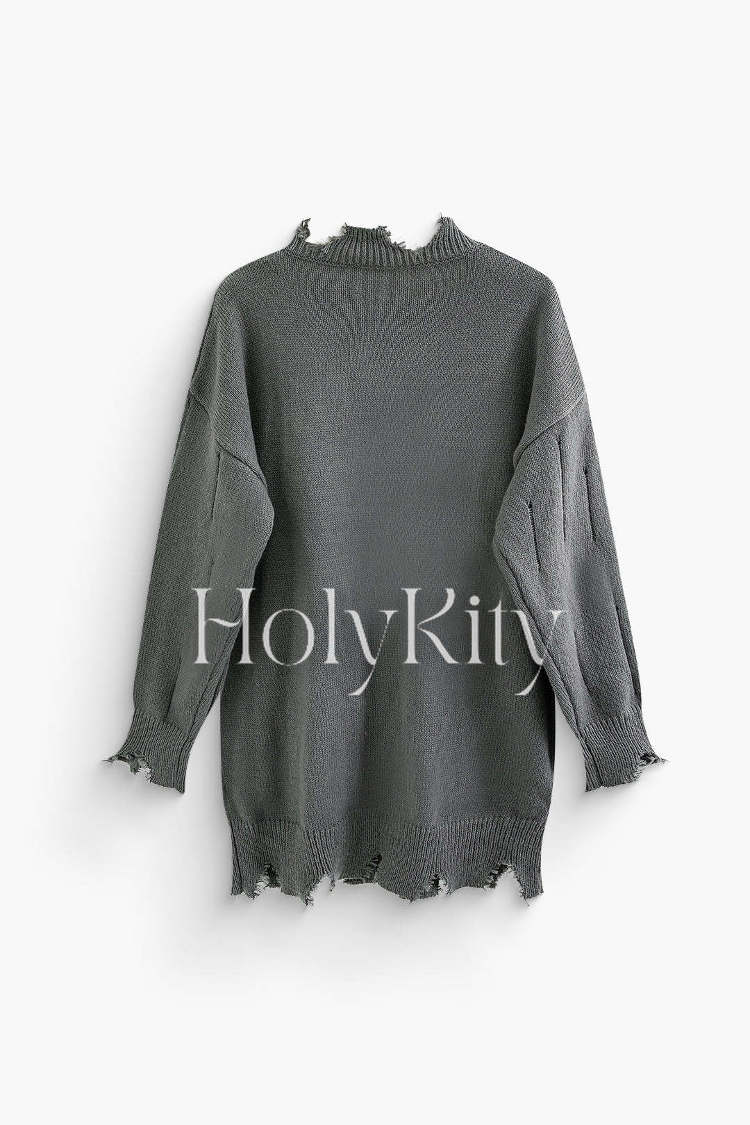 Pull en maille effilochée à col rond 