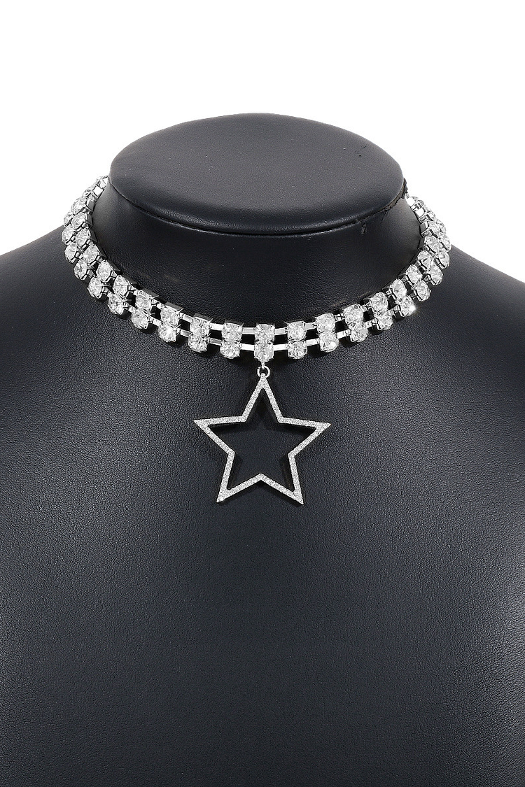 Modisches Halsband mit Sternanhänger und Strasssteinen 