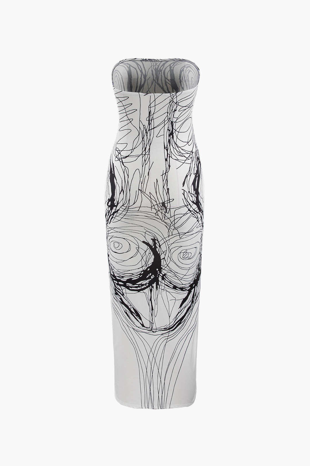 Robe midi bustier à imprimé lignes 