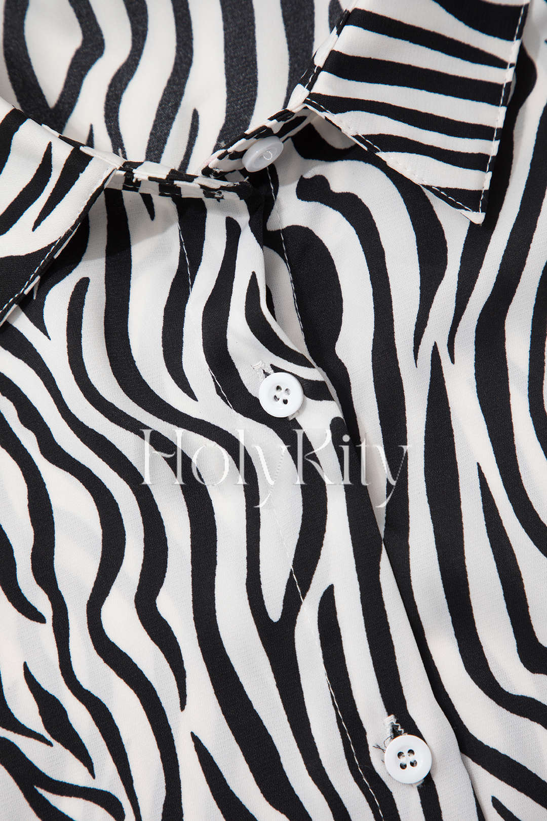 Zebra-Stripe Knot Hem Blouse