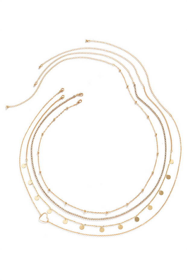 Sequin Rhinestone Alloy Multi-Layer Fashionable Waist Chain-Gold