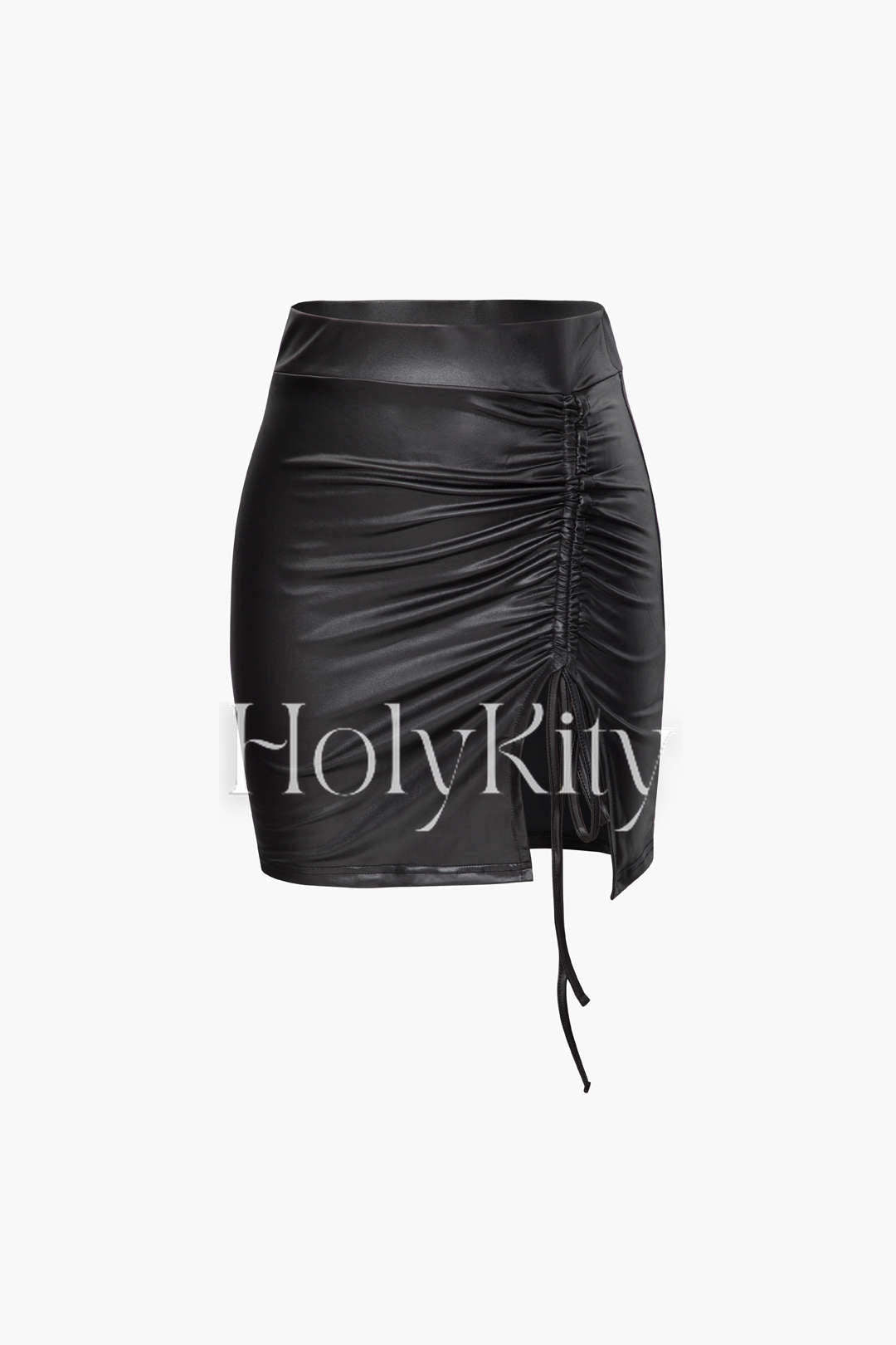 Faux Leather Drawstring Mini Skirt