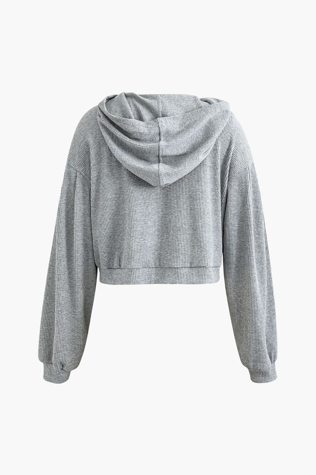 Solid Bra top And Zip Up Hoodie And Biker Shorts 3pc Set