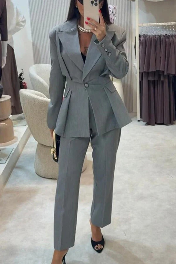 Business Elegance High Rise Straight-leg Cut Slight Taper Pocket Pants