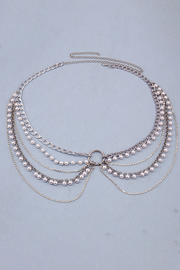 Layered Pearls Metallic Fashionable Waist Chain