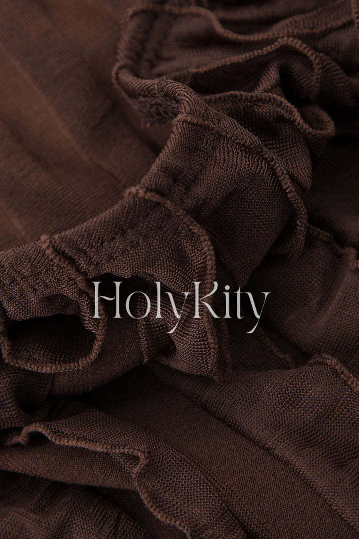 Short en maille à volants 