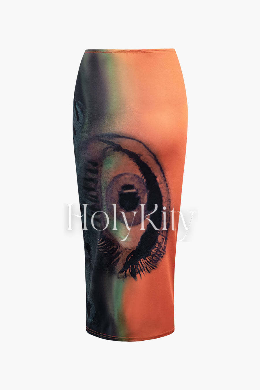 Jupe midi à imprimé yeux tie-dye 