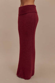 Charlotte Knit Ribbed Waist Fishtail Stretch Maxi Skirt