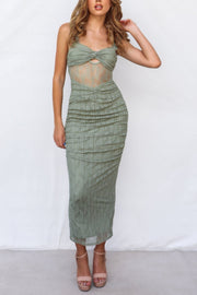 Manifesting You Mesh Ruched Detail Maxi Dress