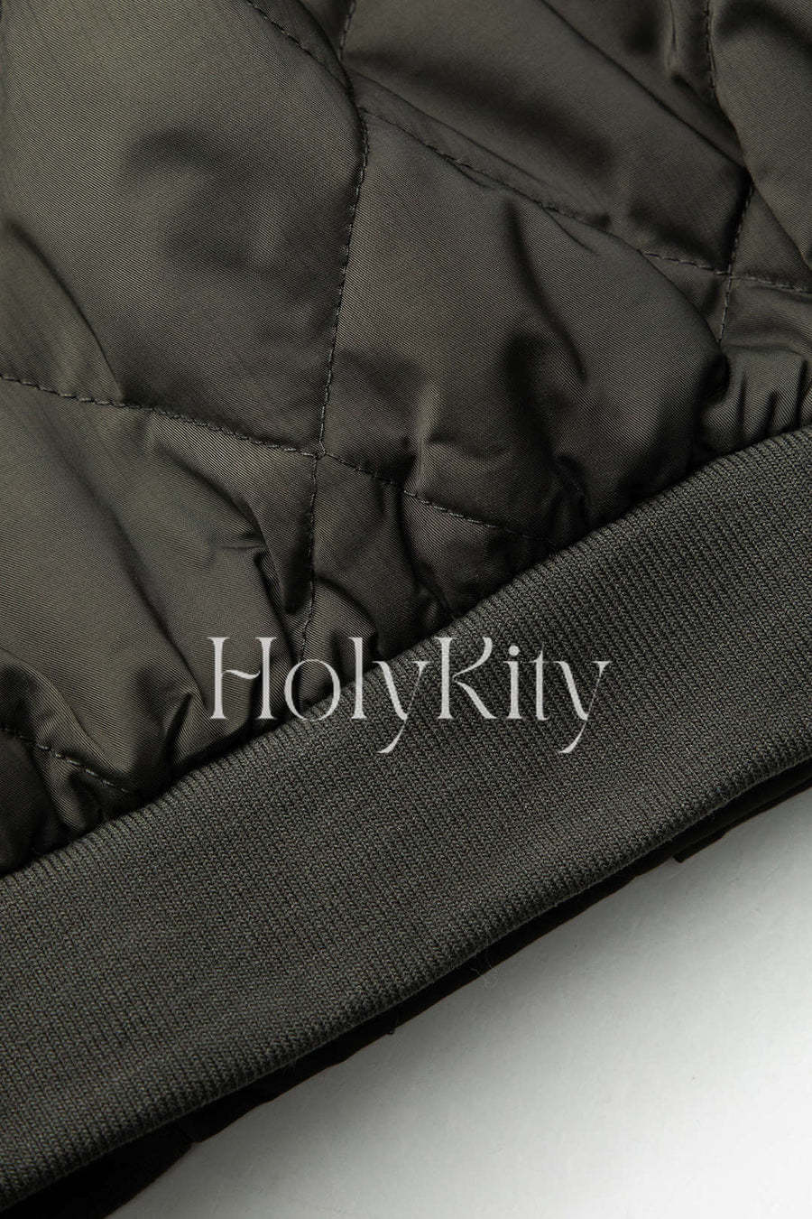 Quilted Stand Collar Button Up Jacket