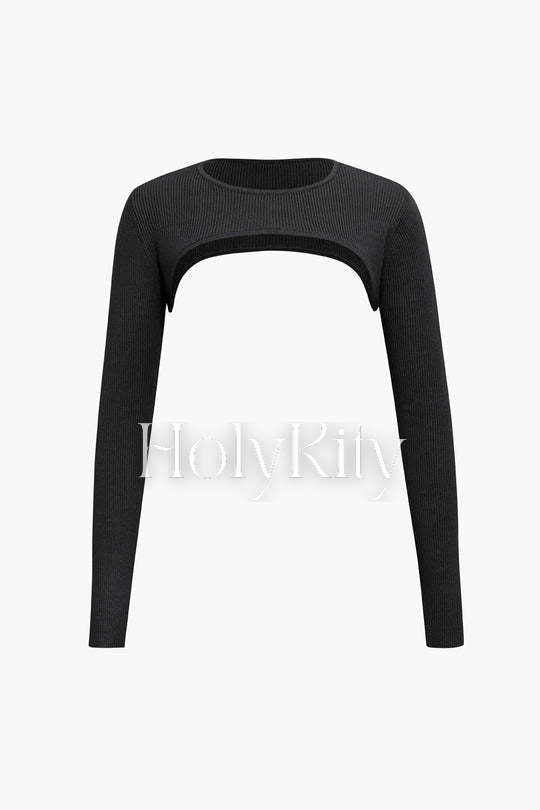 Super Cropped Long Sleeve Knit Top
