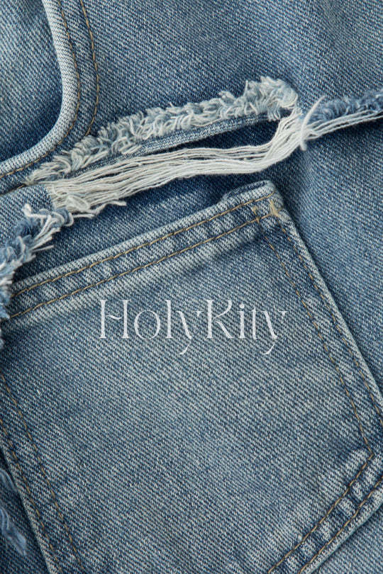 Patchwork Frayed Jeans
