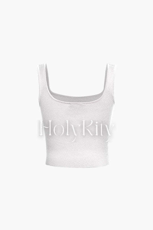 Haut camisole en tricot côtelé à col carré 