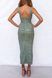 Manifesting You Mesh Ruched Detail Maxi Dress