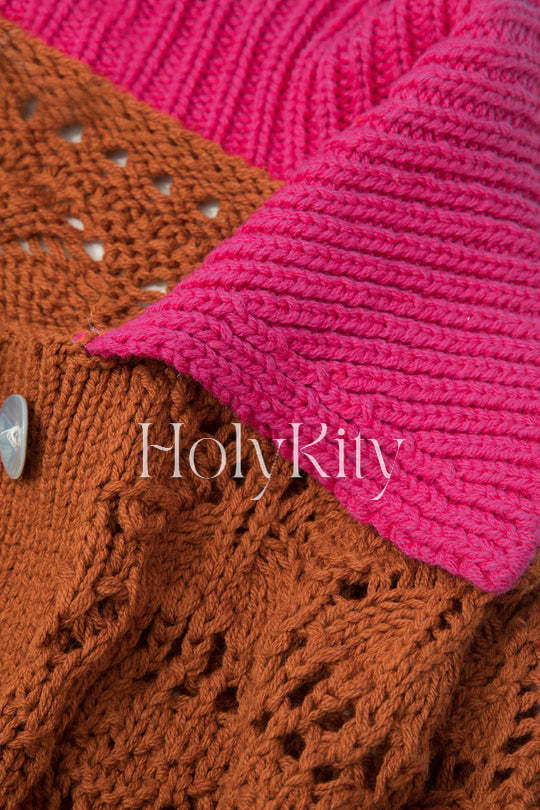 Offenes Stricktop mit Kontraststruktur 