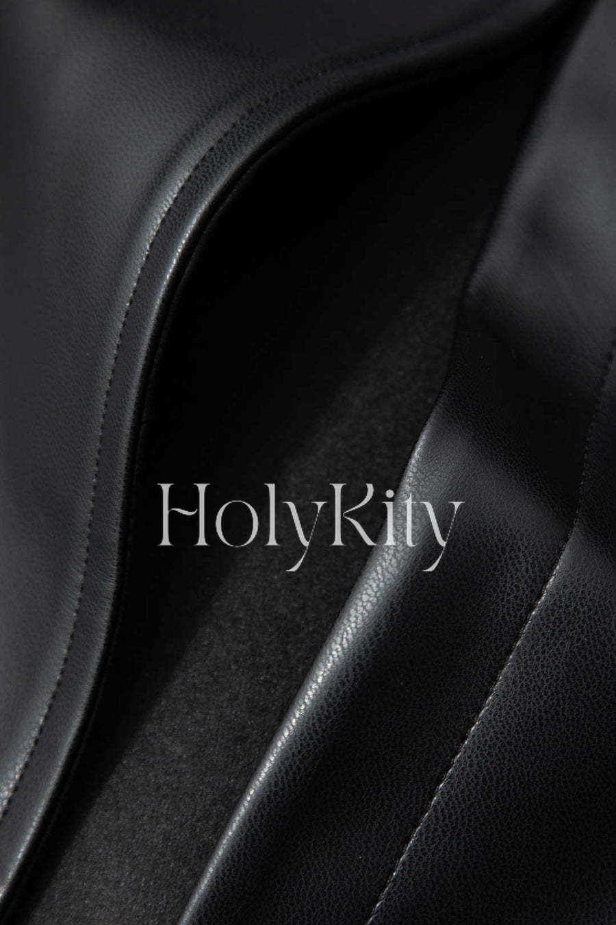 Faux Leather Button Decor Asymmetric Midi Skirt