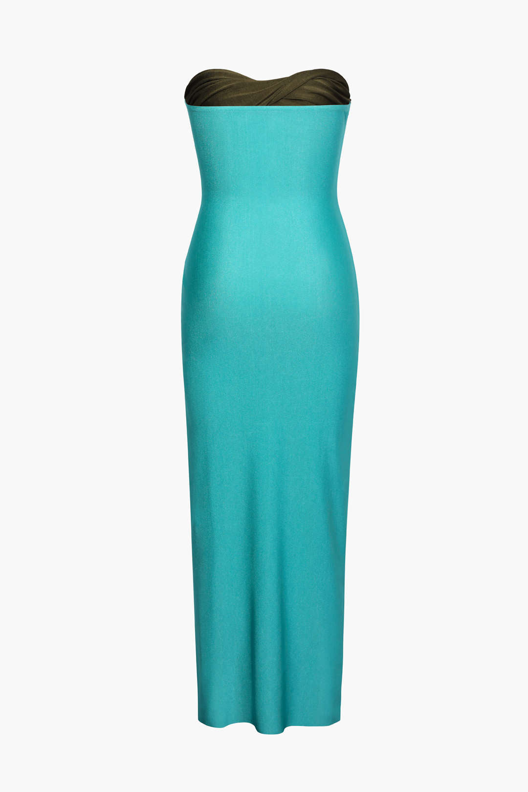 Robe midi contrastée à devant torsadé 