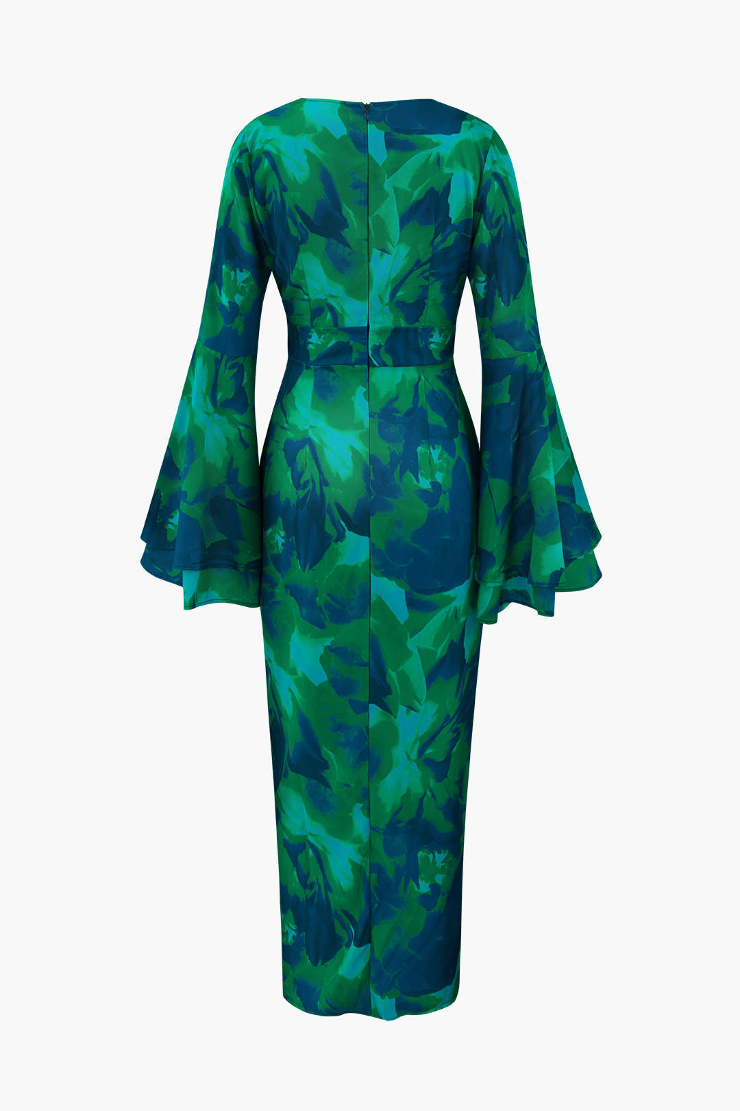 Maxikleid mit Blumendruck, V-Ausschnitt und Schlitz 