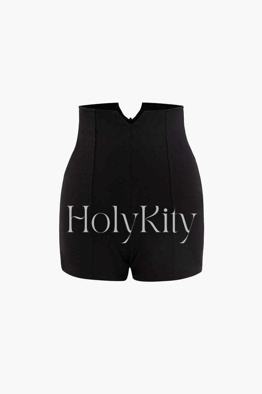 Short taille haute avec coutures apparentes 