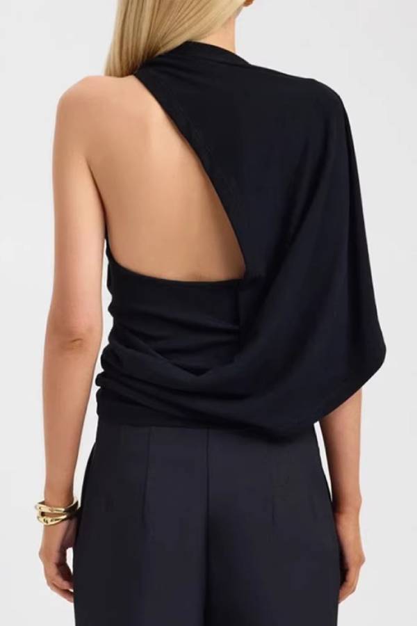Asymmetric Draped One-Shoulder Top