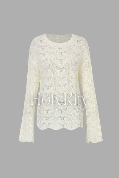 Long Sleeve Openwork Knit Top