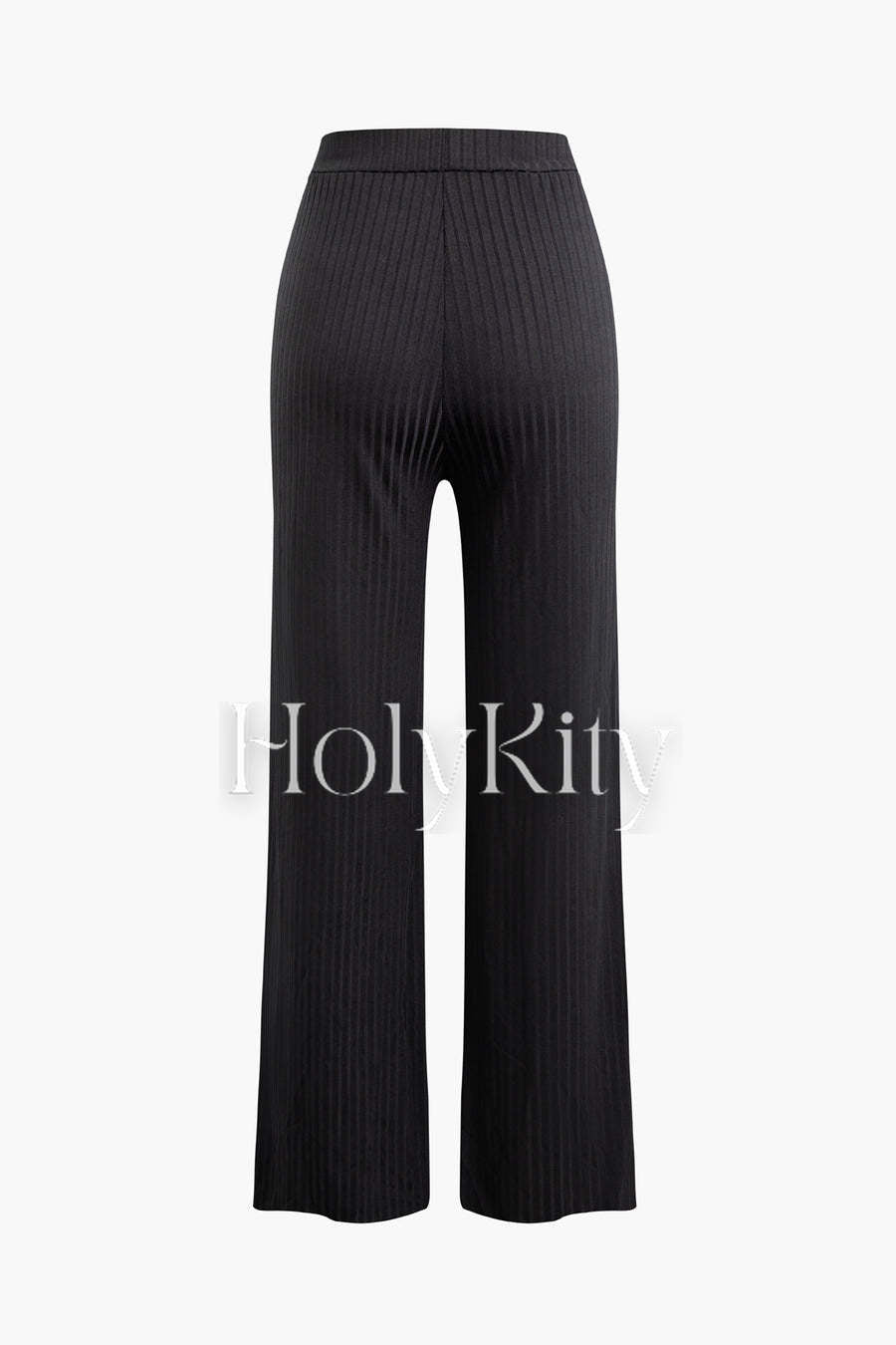 Twist Tie Round Neck Long Sleeve Top And High Waist Pants Set