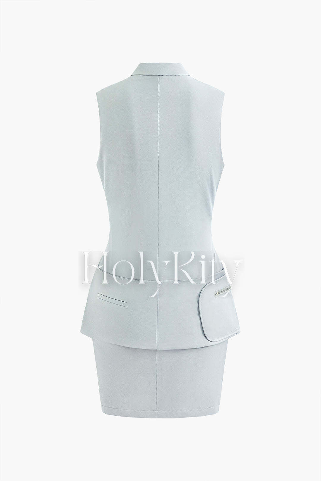 Mock Neck Pocket Detail Sleeveless Mini Dress