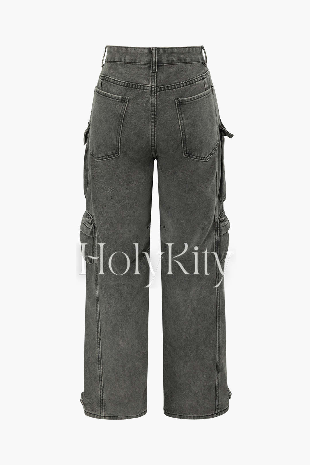 Multi Pocket Rolled Hem Cargo Jeans