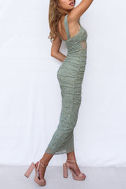 Manifesting You Mesh Ruched Detail Maxi Dress
