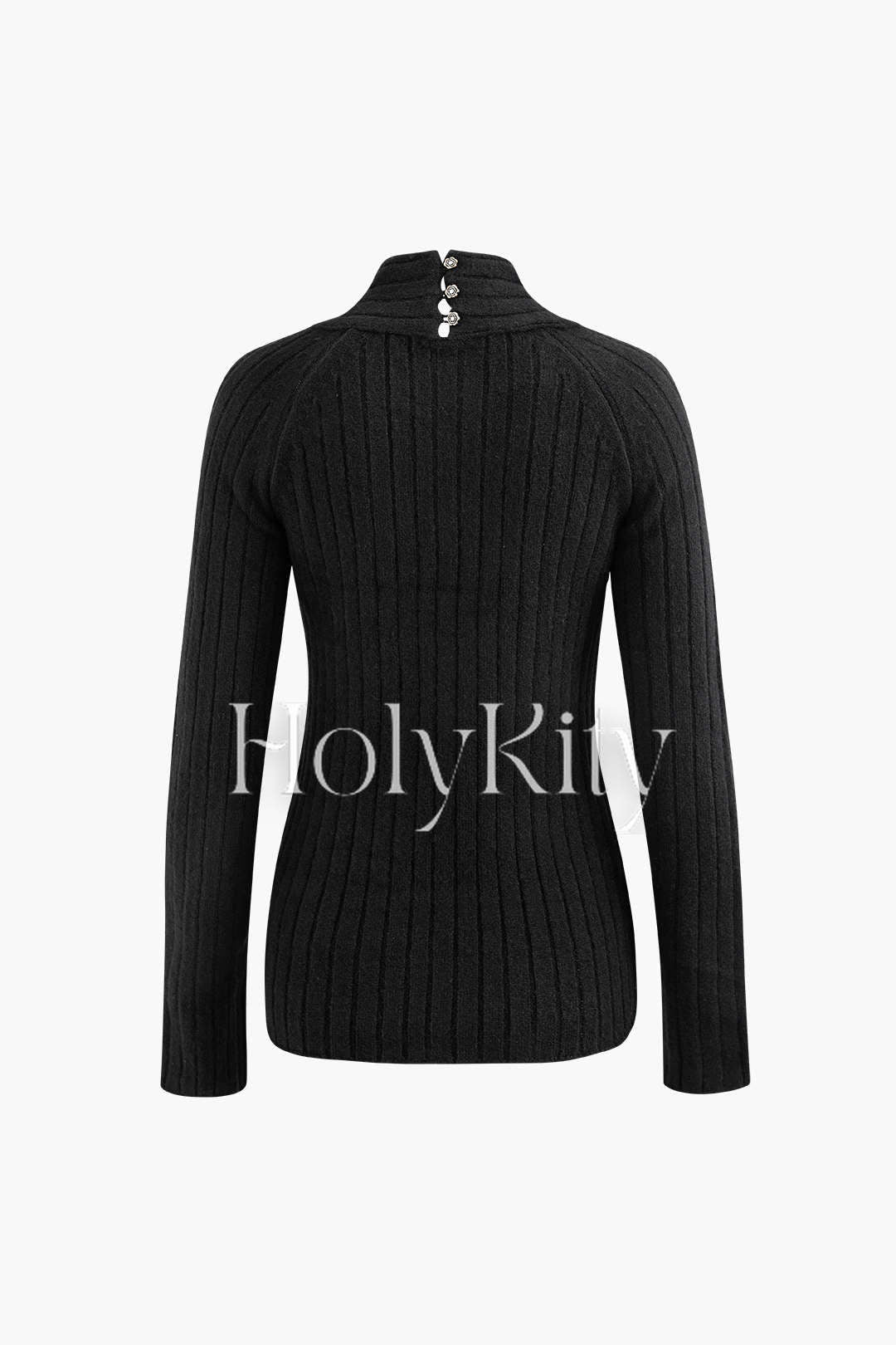 Strickoberteil mit Stehkragen, Twist-Front und Cut-Out 