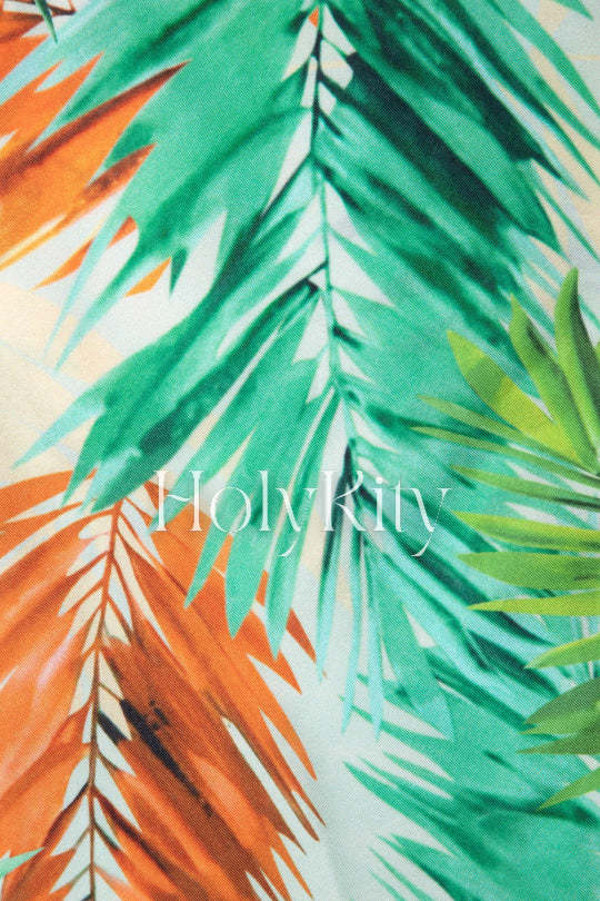 Combinaison à imprimé tropical, sans bretelles et ceinture, jambes larges 
