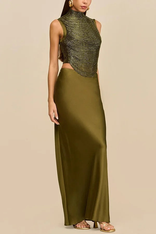 Keep Polished Handcrafted Glossy Arcs Over Tassels High Neck Tank Top