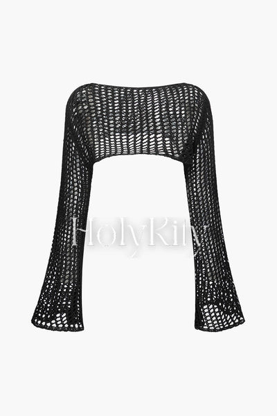 Open Knit Crop Cover-Up Top