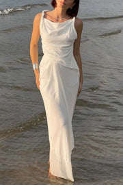 Elegant Relaxed Draped Pleated Maxi Dress