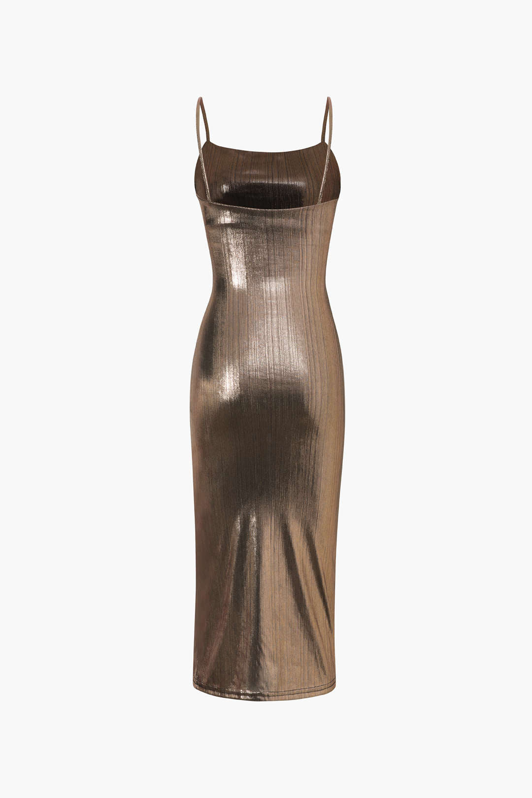 Robe midi fendue froncée métallisée 