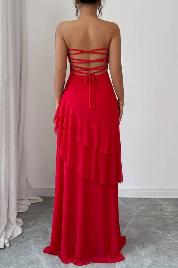 Elegant style tube top cake skirt dress
