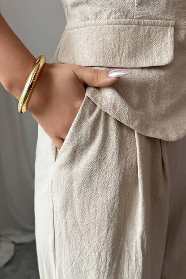 Elegant Button Vest Wide Leg Trousers Set