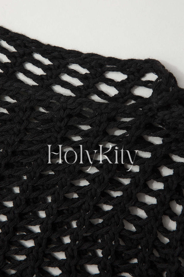 Open Knit Crop Cover-Up Top