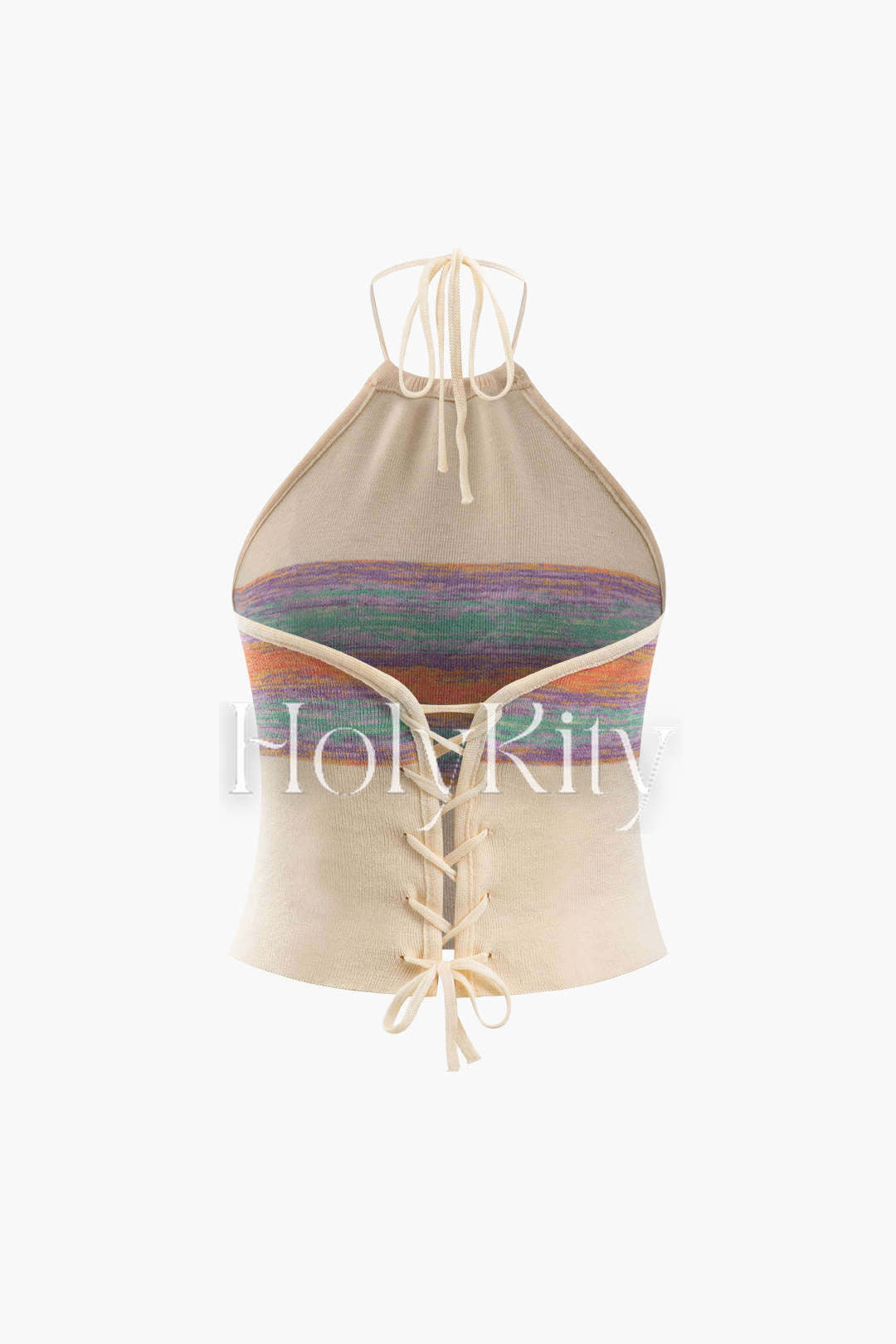 Lace-up Knit Halter Top