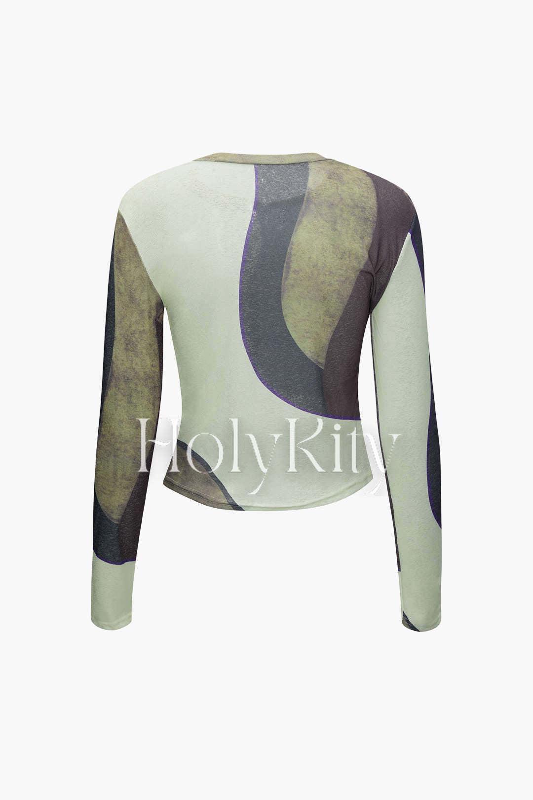 Printed Round Neck Long Sleeve Top