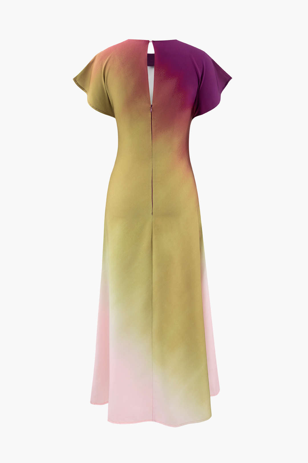 Maxikleid aus Satin mit Batikmuster und Flügelärmeln 