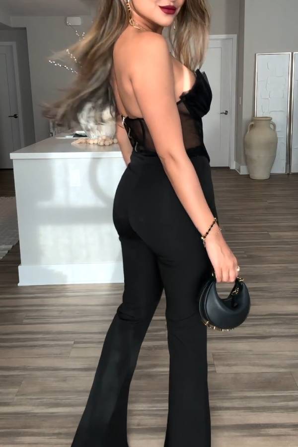 Black Tulle Strapless Corset Top
