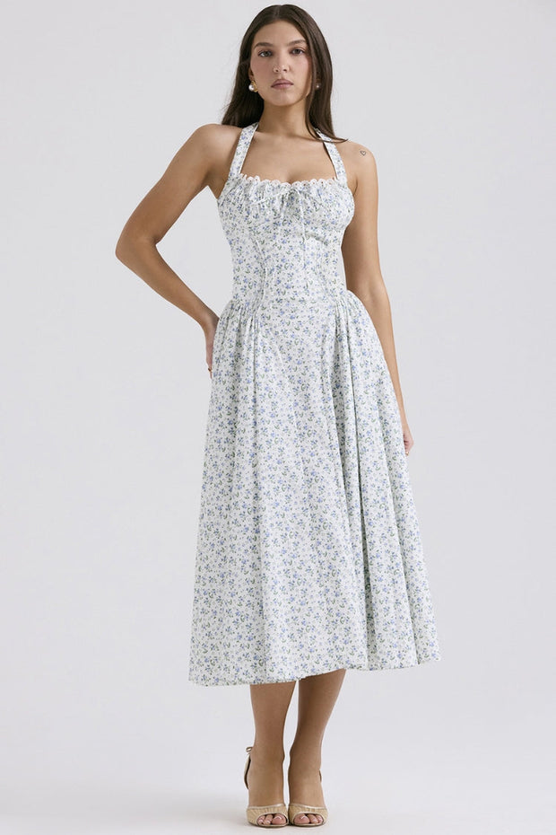 Slim Fit Halter Neck Lace Dress