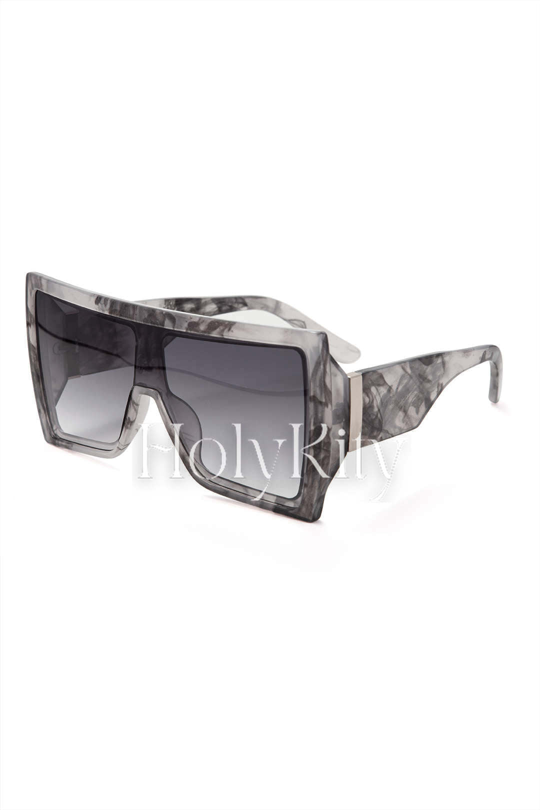 Lunettes de soleil carrées à dessus plat et imprimé marbre 
